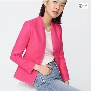 J.Crew 'Going Out' stretch linen-blend blazer in a vibrant pink color size 0